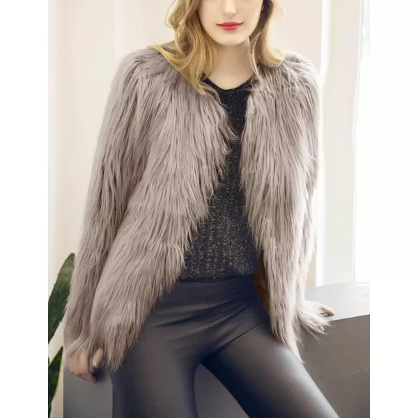 Gihuo Women' s Faux Fur Coat Open Front Furry Coats Long Sleeve Parka Shaggy Jacket 2023 Winter Cardigan Outerwear