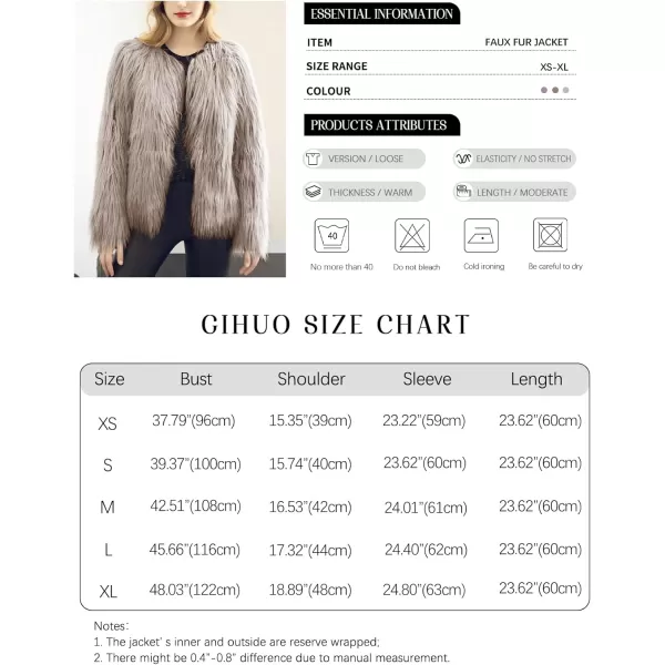 Gihuo Women' s Faux Fur Coat Open Front Furry Coats Long Sleeve Parka Shaggy Jacket 2023 Winter Cardigan Outerwear