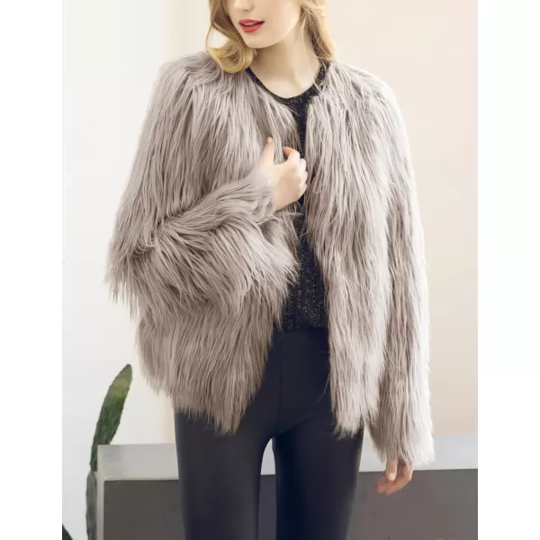 Gihuo Women' s Faux Fur Coat Open Front Furry Coats Long Sleeve Parka Shaggy Jacket 2023 Winter Cardigan Outerwear