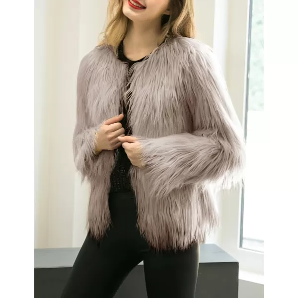 Gihuo Women' s Faux Fur Coat Open Front Furry Coats Long Sleeve Parka Shaggy Jacket 2023 Winter Cardigan Outerwear