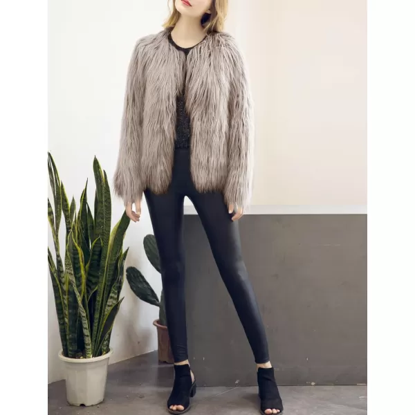 Gihuo Women' s Faux Fur Coat Open Front Furry Coats Long Sleeve Parka Shaggy Jacket 2023 Winter Cardigan Outerwear