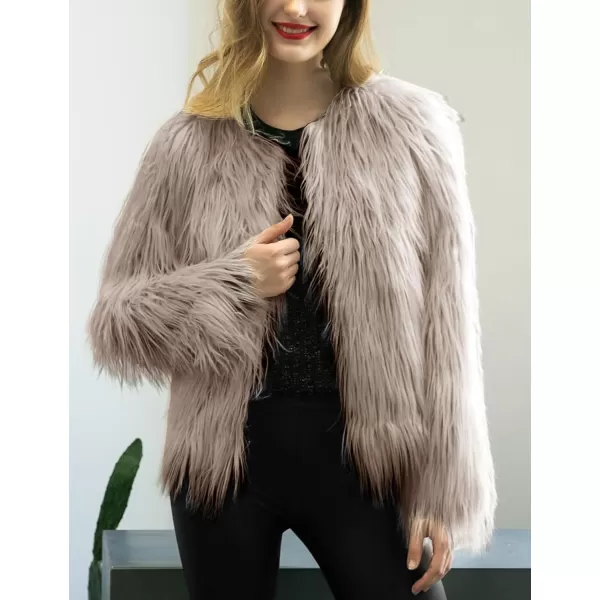 Gihuo Women' s Faux Fur Coat Open Front Furry Coats Long Sleeve Parka Shaggy Jacket 2023 Winter Cardigan Outerwear