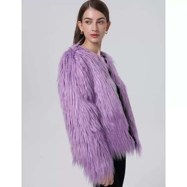 Gihuo Women' s Faux Fur Coat Open Front Furry Coats Long Sleeve Parka Shaggy Jacket 2023 Winter Cardigan Outerwear