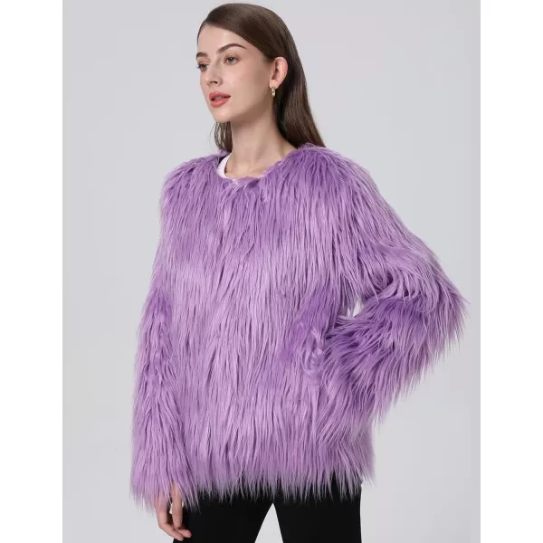 Gihuo Women' s Faux Fur Coat Open Front Furry Coats Long Sleeve Parka Shaggy Jacket 2023 Winter Cardigan Outerwear