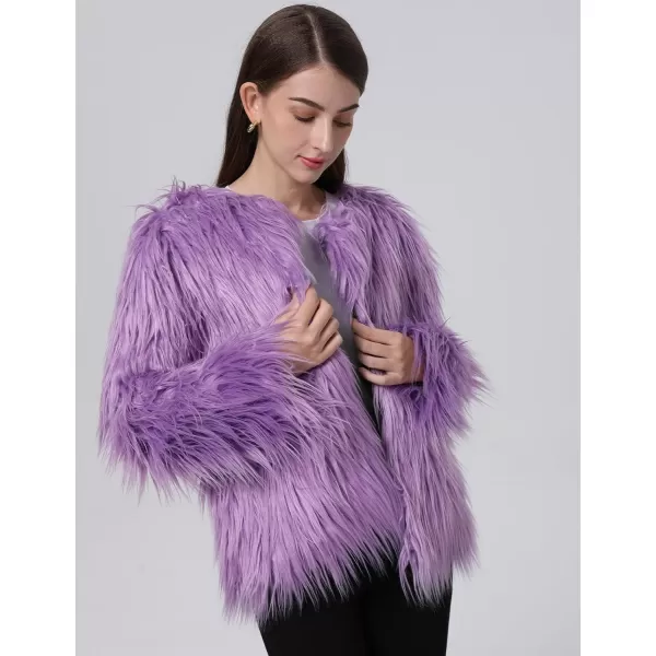 Gihuo Women' s Faux Fur Coat Open Front Furry Coats Long Sleeve Parka Shaggy Jacket 2023 Winter Cardigan Outerwear