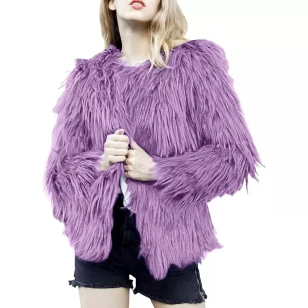 Gihuo Women' s Faux Fur Coat Open Front Furry Coats Long Sleeve Parka Shaggy Jacket 2023 Winter Cardigan Outerwear