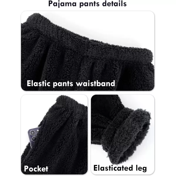 Gihuo Women' s Fluffy Pajamas Set Fleece Pullover Pants Loose Plush Sleepwear 2 Piece Pjs Set Warm Loungewear Fuzzy