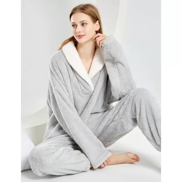 Gihuo Women' s Fluffy Pajamas Set Fleece Pullover Pants Loose Plush Sleepwear 2 Piece Pjs Set Warm Loungewear Fuzzy