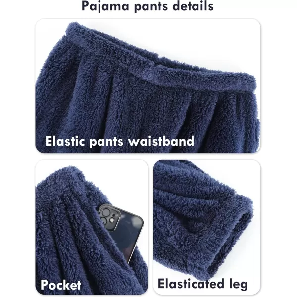 Gihuo Women' s Fluffy Pajamas Set Fleece Pullover Pants Loose Plush Sleepwear 2 Piece Pjs Set Warm Loungewear Fuzzy