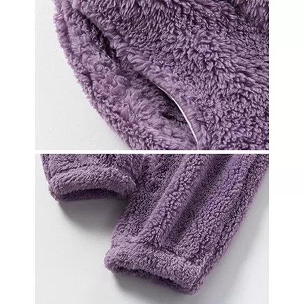 Gihuo Women' s Fluffy Pajamas Set Fleece Pullover Pants Loose Plush Sleepwear 2 Piece Pjs Set Warm Loungewear Fuzzy