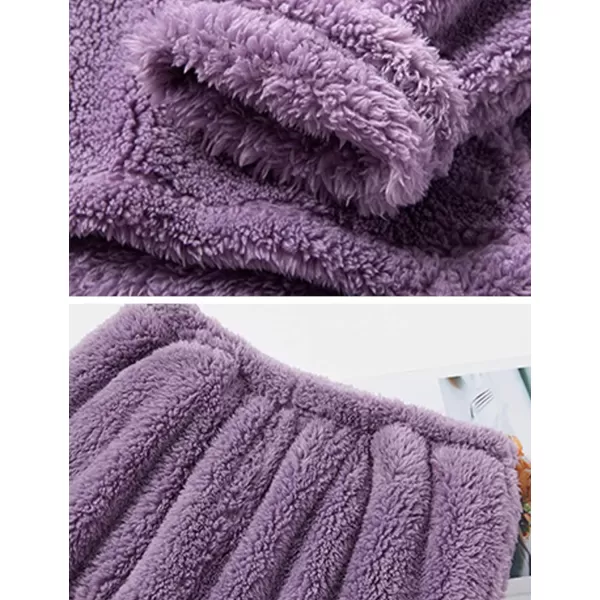 Gihuo Women' s Fluffy Pajamas Set Fleece Pullover Pants Loose Plush Sleepwear 2 Piece Pjs Set Warm Loungewear Fuzzy
