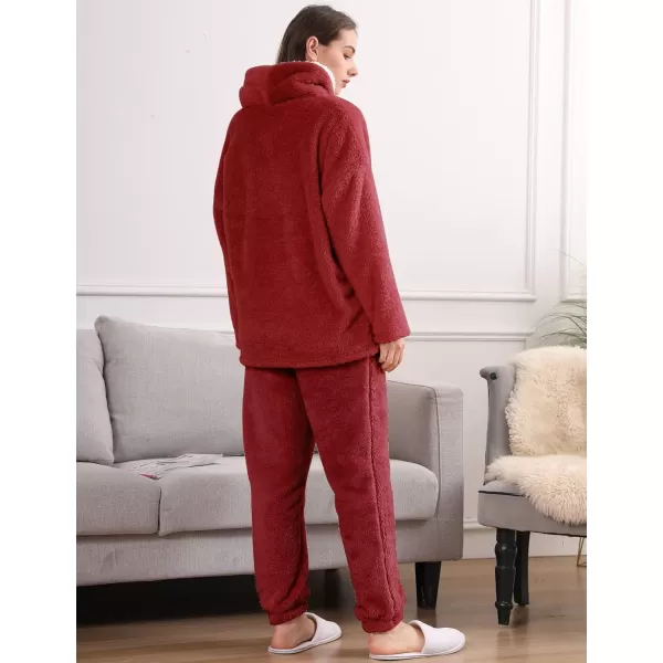 Gihuo Women' s Fluffy Pajamas Set Fleece Pullover Pants Loose Plush Sleepwear 2 Piece Pjs Set Warm Loungewear Fuzzy