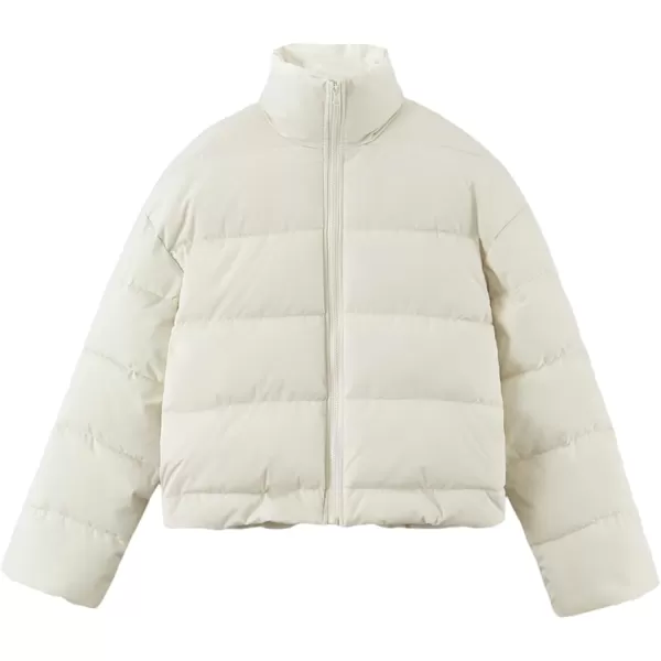 Gihuo Women’ s Puffer Jacket Long Sleeve Full Zip Quilted Jackets Stand Collar Padded Coat Winter Warm Outerwear