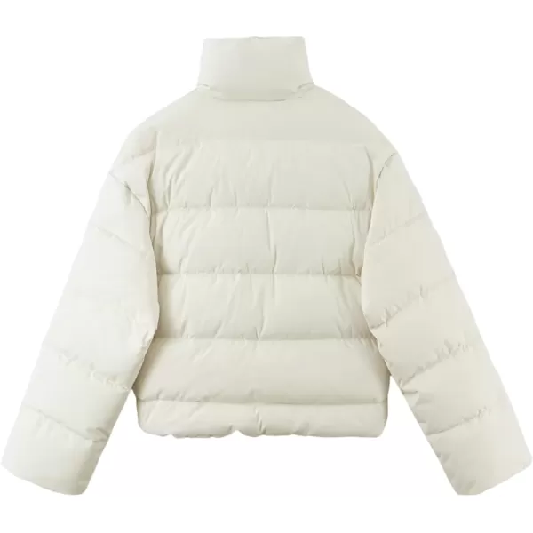 Gihuo Women’ s Puffer Jacket Long Sleeve Full Zip Quilted Jackets Stand Collar Padded Coat Winter Warm Outerwear
