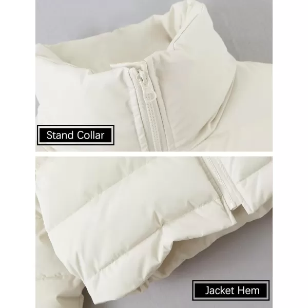 Gihuo Women’ s Puffer Jacket Long Sleeve Full Zip Quilted Jackets Stand Collar Padded Coat Winter Warm Outerwear