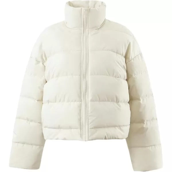Gihuo Women’ s Puffer Jacket Long Sleeve Full Zip Quilted Jackets Stand Collar Padded Coat Winter Warm Outerwear