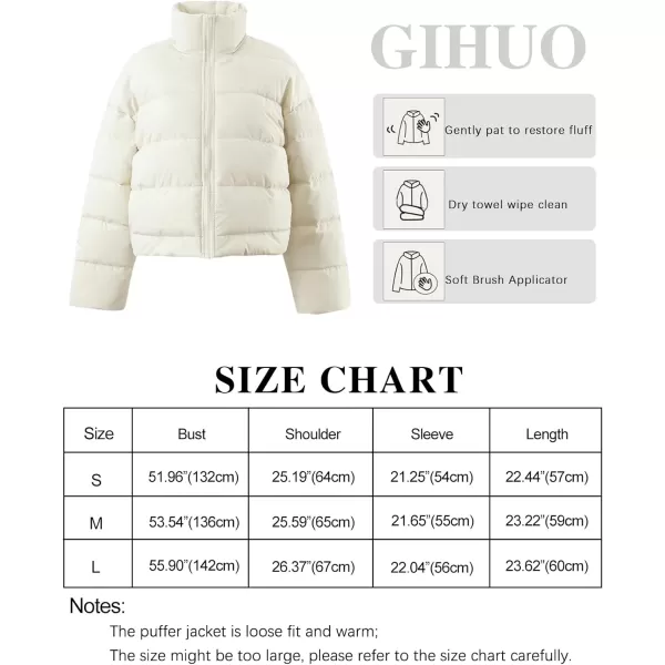 Gihuo Women’ s Puffer Jacket Long Sleeve Full Zip Quilted Jackets Stand Collar Padded Coat Winter Warm Outerwear
