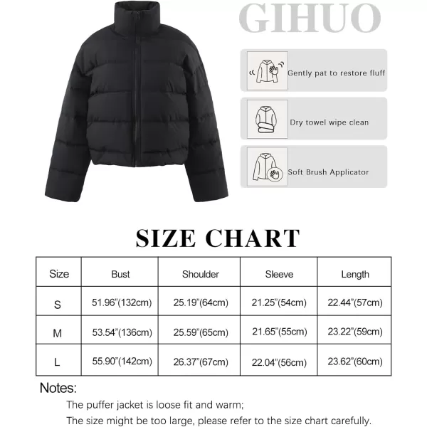 Gihuo Women’ s Puffer Jacket Long Sleeve Full Zip Quilted Jackets Stand Collar Padded Coat Winter Warm Outerwear
