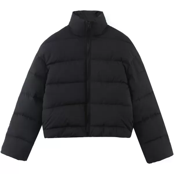 Gihuo Women’ s Puffer Jacket Long Sleeve Full Zip Quilted Jackets Stand Collar Padded Coat Winter Warm Outerwear
