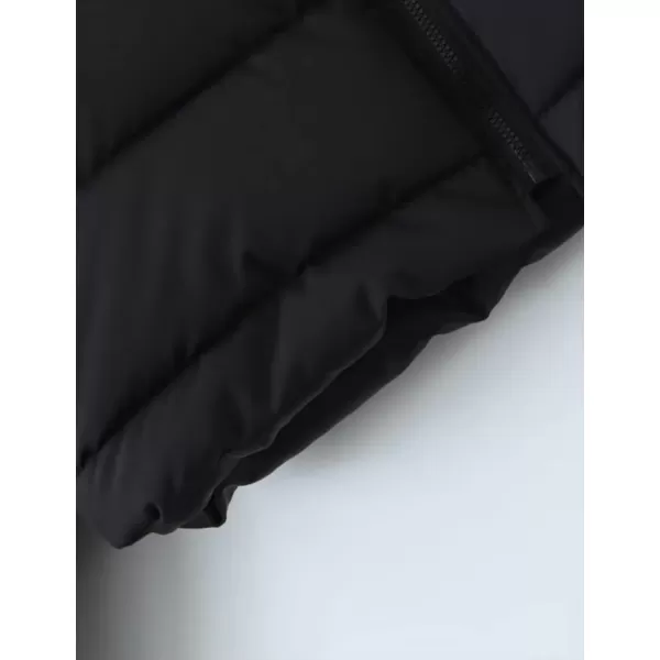 Gihuo Women’ s Puffer Jacket Long Sleeve Full Zip Quilted Jackets Stand Collar Padded Coat Winter Warm Outerwear
