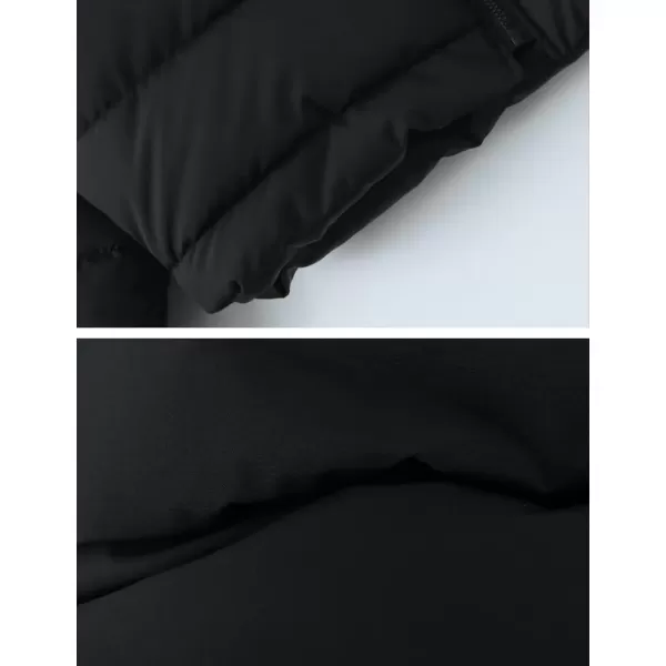 Gihuo Women’ s Puffer Jacket Long Sleeve Full Zip Quilted Jackets Stand Collar Padded Coat Winter Warm Outerwear