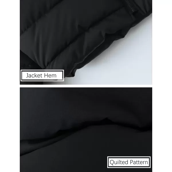 Gihuo Women’ s Puffer Jacket Long Sleeve Full Zip Quilted Jackets Stand Collar Padded Coat Winter Warm Outerwear