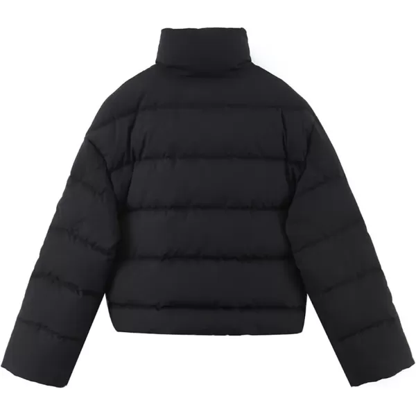 Gihuo Women’ s Puffer Jacket Long Sleeve Full Zip Quilted Jackets Stand Collar Padded Coat Winter Warm Outerwear
