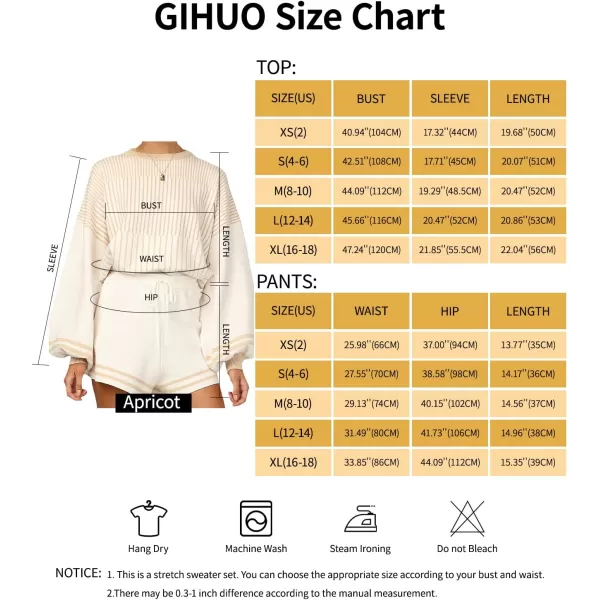 Gihuo Women' s Striped 2 Piece Outfits Crewneck Knit Pullover Sweater Shorts Set Wide Leg Matching Set Loungewear