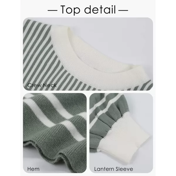 Gihuo Women' s Striped 2 Piece Outfits Crewneck Knit Pullover Sweater Shorts Set Wide Leg Matching Set Loungewear