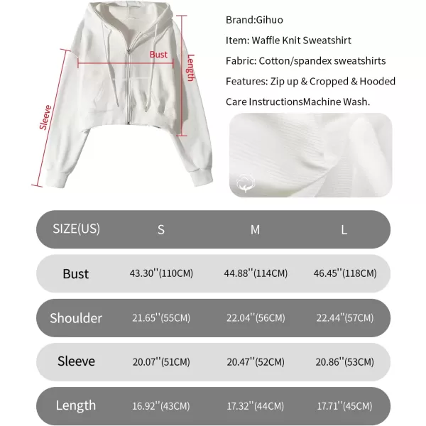 Gihuo Women’ s Waffle Knit Hoodie Long Sleeve Cropped Hooded Sweatshirts Zip Up Fashion Jacket with Kanga Pocket