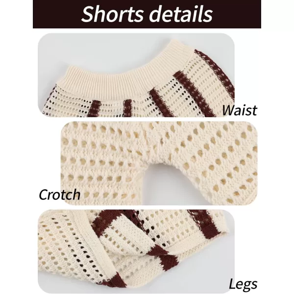 Gihuo Women' s Y2K 2 Piece Knit Outfits Striped Sweater Shorts Set Color Block Long Sleeve Button Up Shirts Shorts
