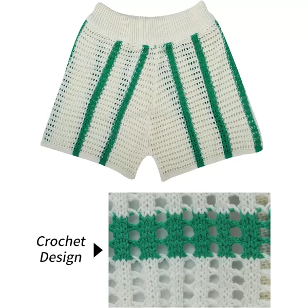 Gihuo Women' s Y2K 2 Piece Knit Outfits Striped Sweater Shorts Set Color Block Long Sleeve Button Up Shirts Shorts