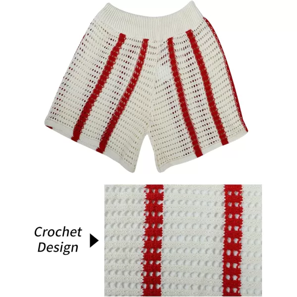 Gihuo Women' s Y2K 2 Piece Knit Outfits Striped Sweater Shorts Set Color Block Long Sleeve Button Up Shirts Shorts