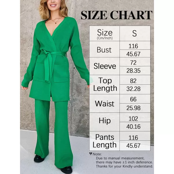 Gihuo Womens 2 Piece Knit Outfit V Neck Sweater Set Elastic Waist Knit Pants Cardigan Sweater Knit Matching Set