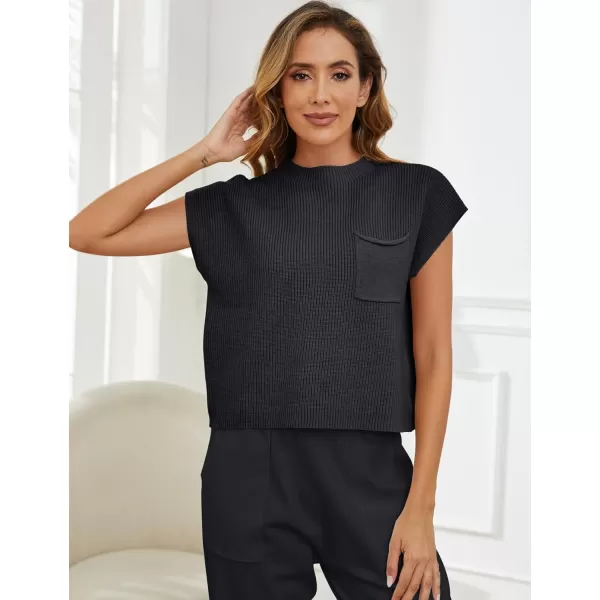 Gihuo Women's 2 Piece Outfits Cozy Knit Pullover Tops High Waisted Pants Sweater Set Lounge Sets with Pockets