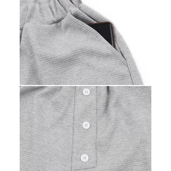 Gihuo Women's 2 Piece Outfits Long Sleeve Waffle Knit Tops High Waisted Shorts Sets Stand Up Collar Sweater Tracksuit