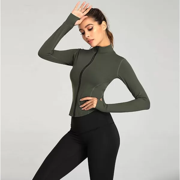 Gihuo Women's Athletic Full Zip Lightweight Workout Jacket with Thumb Holes
