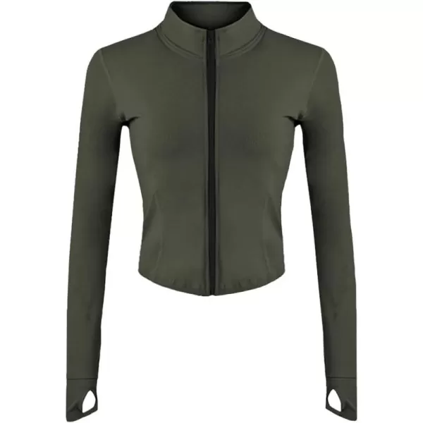 Gihuo Women's Athletic Full Zip Lightweight Workout Jacket with Thumb Holes