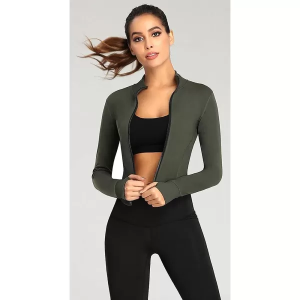 Gihuo Women's Athletic Full Zip Lightweight Workout Jacket with Thumb Holes