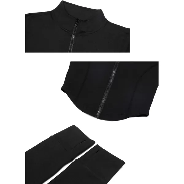 Gihuo Women's Athletic Full Zip Lightweight Workout Jacket with Thumb Holes