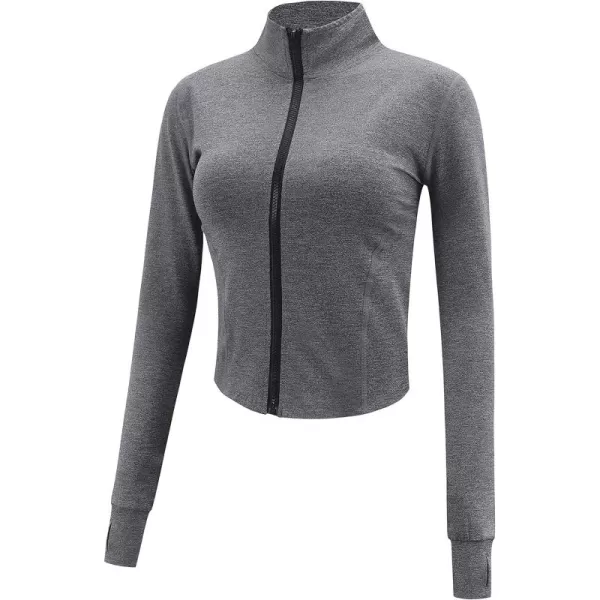 Gihuo Women's Athletic Full Zip Lightweight Workout Jacket with Thumb Holes