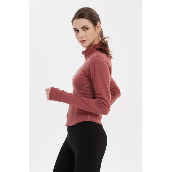 Gihuo Women's Athletic Full Zip Lightweight Workout Jacket with Thumb Holes