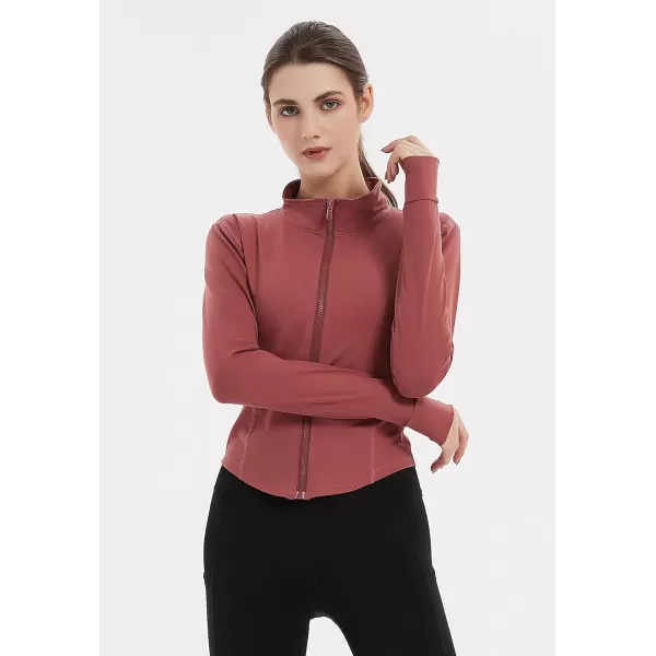 Gihuo Women's Athletic Full Zip Lightweight Workout Jacket with Thumb Holes