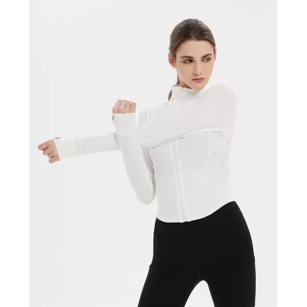 Gihuo Women's Athletic Full Zip Lightweight Workout Jacket with Thumb Holes
