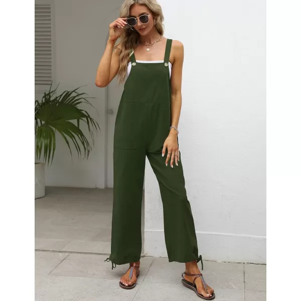 Gihuo Women's Baggy Jumpsuits Adjustable Drawstring Overalls Summer Wide Leg Bib Pants with Pockets