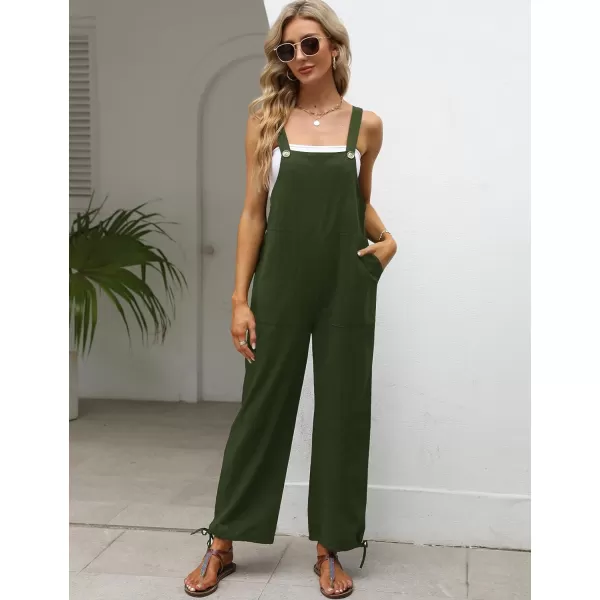 Gihuo Women's Baggy Jumpsuits Adjustable Drawstring Overalls Summer Wide Leg Bib Pants with Pockets