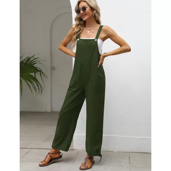 Gihuo Women's Baggy Jumpsuits Adjustable Drawstring Overalls Summer Wide Leg Bib Pants with Pockets
