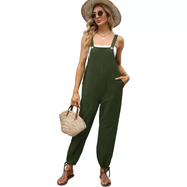 Gihuo Women's Baggy Jumpsuits Adjustable Drawstring Overalls Summer Wide Leg Bib Pants with Pockets