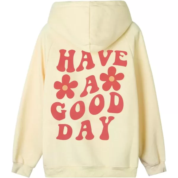 Gihuo Women's Basic Long Sleeve Pullover Loose Fit Drawstring Hoodies Graphic Sweatshirt with Pockets