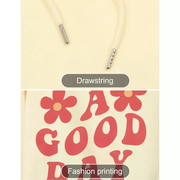Gihuo Women's Basic Long Sleeve Pullover Loose Fit Drawstring Hoodies Graphic Sweatshirt with Pockets